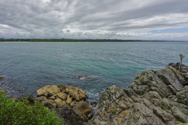 Tauranga, Yeni Zelanda - 15 Ocak 2018: kaya oluşumları bol Körfezi içinde
