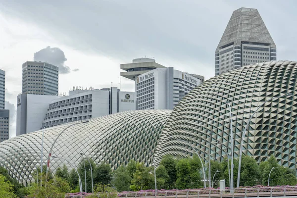 Singapore Juni 2018 Esplanade Teater Med Suntec City Och Centrala — Stockfoto