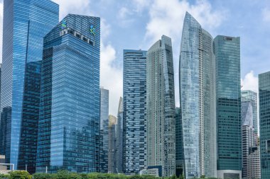 Singapur - 9 Ağustos: Sabah saat itibariyle Singapur finans bölgesi.