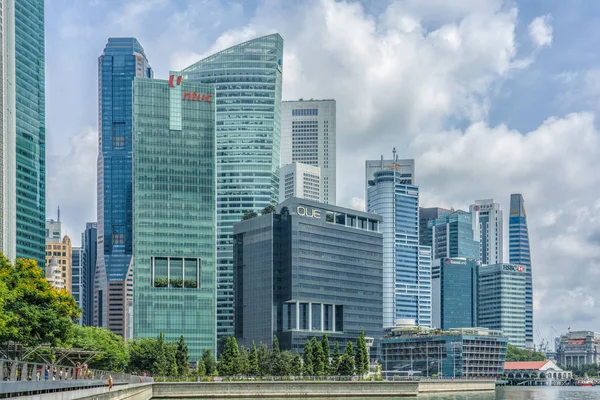 Singapore Augustus 2018 Marina Bay Financiële Entertainment Gebouwen — Stockfoto