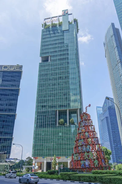 Singapore Augustus 2018 Hoog Gebouw Met Nationale Feestdag Decoraties — Stockfoto