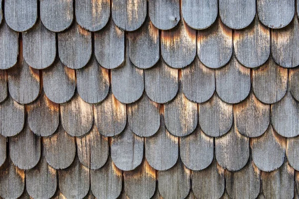 Verwitterte Holzschindeln Einer Kirchenwand Les Mooses Schweiz — Stockfoto