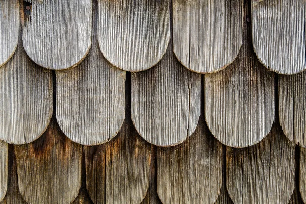 Погодные Деревянные Черепицы Стены Церкви Моссе Швейцария — стоковое фото