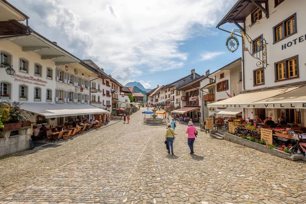 Gruyères Switzerland Maj 2018 Rue Bourg Midieval Vägen Upp Till — Stockfoto