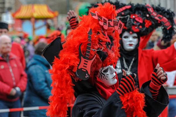 Delft Netherlands Feb 2013 Beautifully Dressed Woman Venice Carnaval Mask — Stock Photo, Image