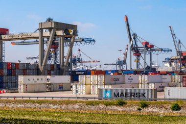 Konteyner terminal Rotterdam liman. Bağlantı noktası Rotterdam, Hollanda. 