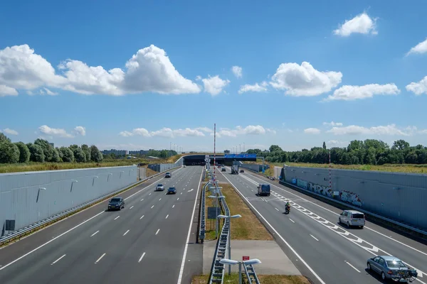 Schiedam Niederlande Juli 2018 Moderne Vertiefung Der Autobahn Die Einen — Stockfoto
