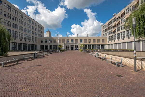 Delftin Teknillisen Yliopiston Kone Meri Materiaalitekniikan Rakennuksen Sisäänkäynti Alankomaat — kuvapankkivalokuva