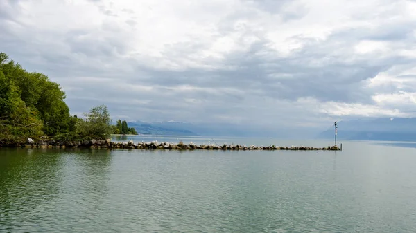 Uma Vista Sobre Lago Genebra Preverenges Suíça — Fotografia de Stock
