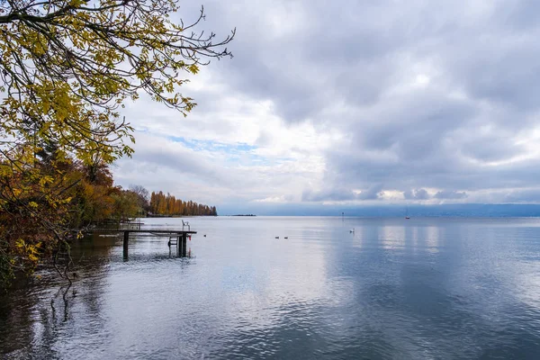 Uma Bela Vista Sobre Lago Genebra Preverenges Para Lausanne Suíça — Fotografia de Stock