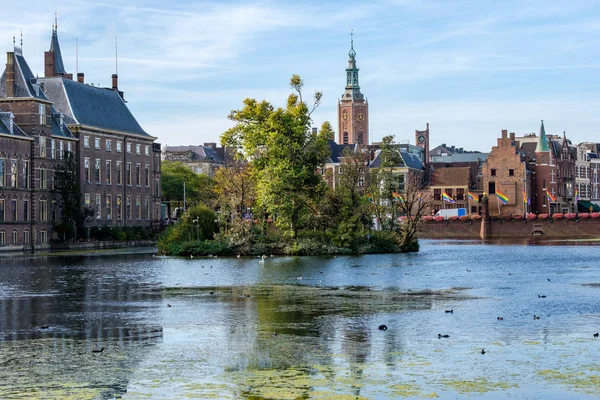 Vue Sur Hofvijver Étang Judiciaire Les Édifices Parlement Néerlandais Het — Photo