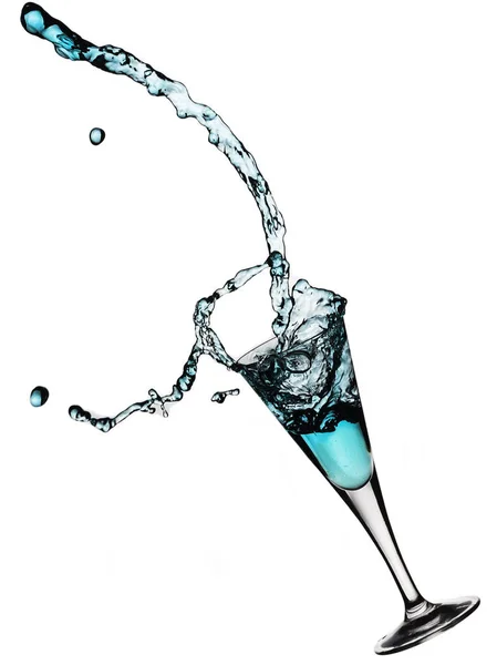 Blue Water Splash Glass — Stock Photo, Image