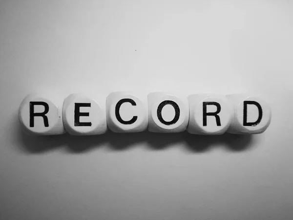 Record Word White Dice Cubes — Stock Photo, Image