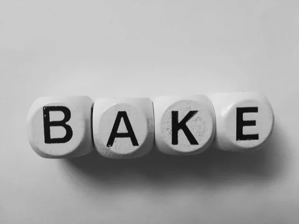 Bake Word White Dice Cubes — Stock Photo, Image