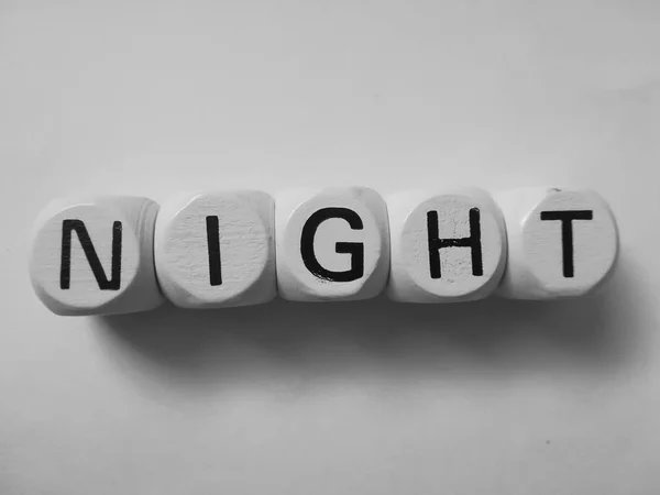 Night Word White Dice Cubes — Stock Photo, Image