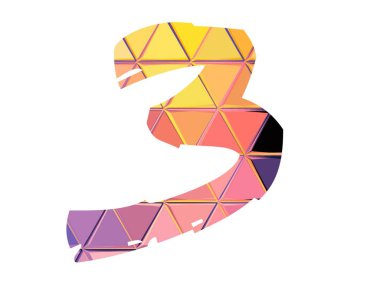 beyaz arkaplanda izole edilmiş 3 numara