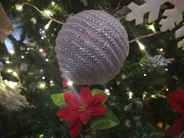 크리스마스 장식을 소나무에 장식했지 새해의 크리스마스 — 스톡 사진