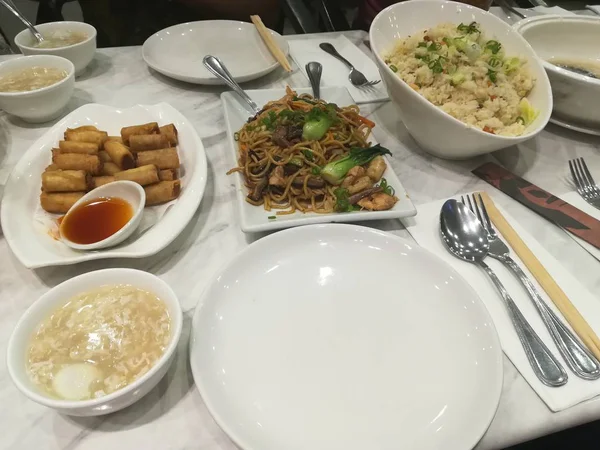 Fechar Vista Delicioso Asiático Conjunto Alimentos — Fotografia de Stock