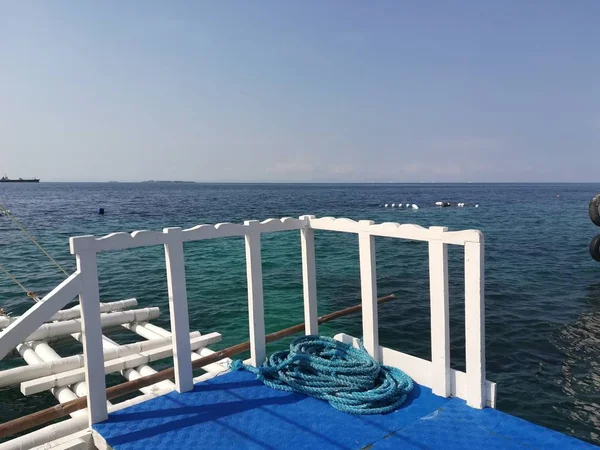 Giorno Colpo Barca Pesca Nella Baia Marina — Foto Stock