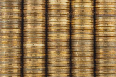 Altın sikke yığını. Madeni para zemin.