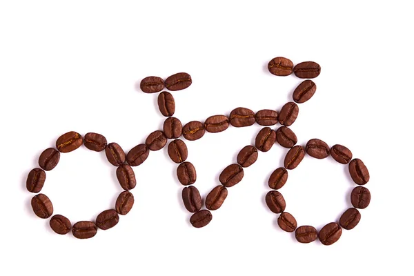 Kahve Çekirdekleri Bisiklet Izole Beyaz Arka Planda — Stok fotoğraf