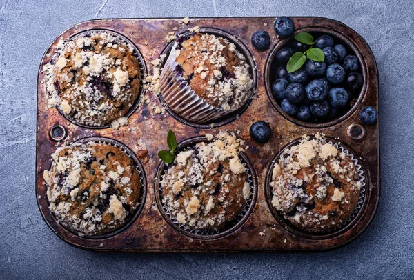 Streusel ile Blueberry kekler — Stok fotoğraf