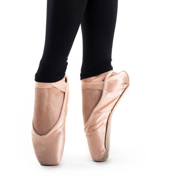 Plan Recadré Pieds Féminins Dans Des Chaussures Danse Ballet Isolé — Photo