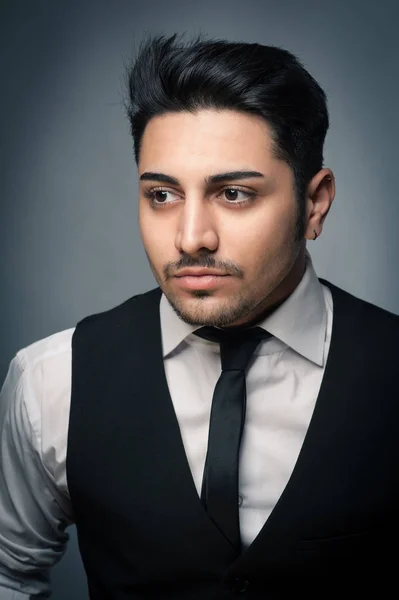 Young Man Close Portrait Grey Background — Stock Photo, Image