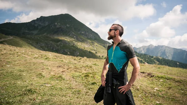 Retrato Desportivo Livre Nas Montanhas Alpes Itália — Fotografia de Stock