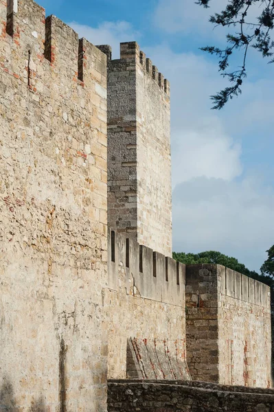 Замок Sao Jorge Стены Вход Лиссабон — стоковое фото