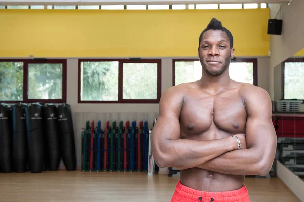 Young black man portrait at the gym. — Stock Photo, Image