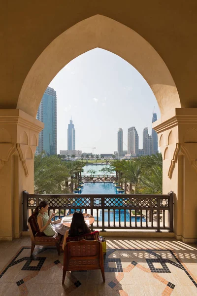 Dubaj Zjednoczone Emiraty Arabskie Marca 2014 Tarasu Widok Hotel Palace — Zdjęcie stockowe