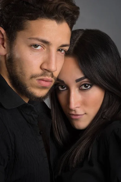 Romantic Couple Intimate Studio Portrait — Stock Photo, Image