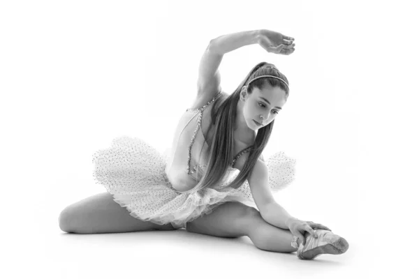 Jonge Klassieke Danser Geïsoleerd Witte Achtergrond Ballerina Project Zwart Wit — Stockfoto