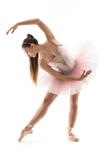 Beyaz Arka Planda Soyutlanmış Genç Bir Klasik Dansçı Balerin Projesi — Stok fotoğraf