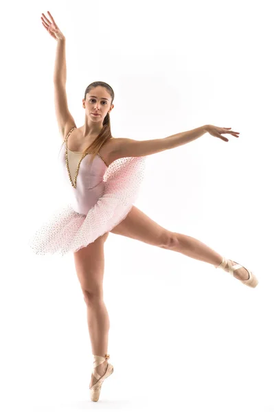 Jeune Danseuse Classique Isolée Sur Fond Blanc Projet Ballerine — Photo