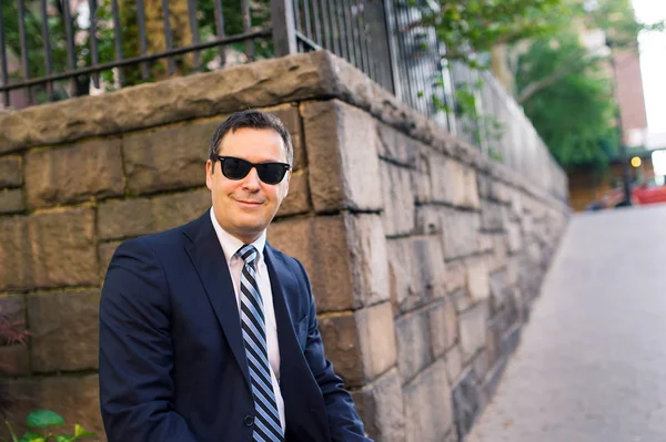 Smiling Businessman Portrait Street Manhattan New York City — стоковое фото