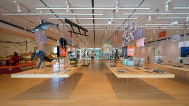 Trento, İtalya - 21 Temmuz 2015: İç görünüm muse, etkileşimli bir Müzesi mimarı Renzo Piano, 27 Temmuz 2013 açıldı.