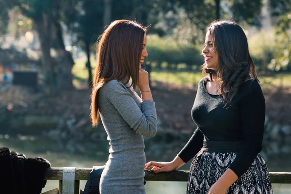 Young Sisters Relaxing Together Park — Foto de Stock