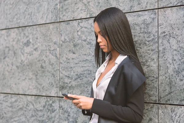 Portrait Young Mixed Race Latina Businesswoman Modern Business District — Stock Photo, Image