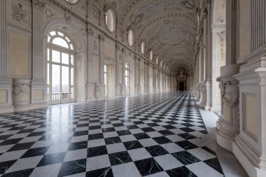 Torino, İtalya - Circa Şubat, 2018: Venaria Kraliyet Sarayı Diana Galerisi