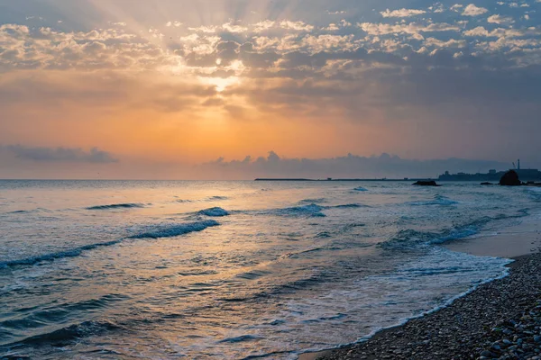 Slunci Výhled Pobřeží Punta Aderci Apulia Itálie — Stock fotografie