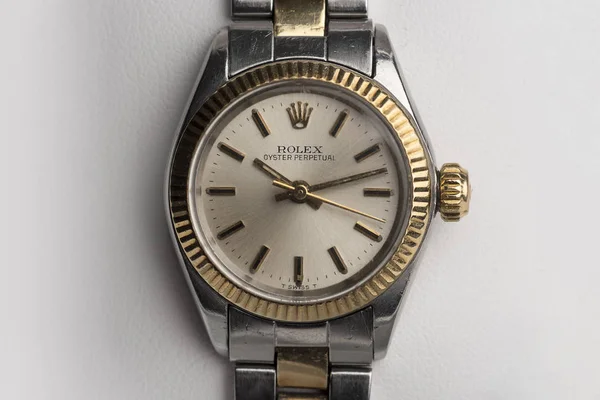 Rolex Oyster Perpetual Relógio Feminino Vintage Close Shot — Fotografia de Stock