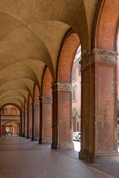 Old Street View Portici Strada Maggiore Bologna Italië — Stockfoto