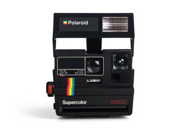 BOLOGNA, ITALY - SEPTEMBER, 2018: Polaroid vintage camera isolated on white background. Illustrative editorial.