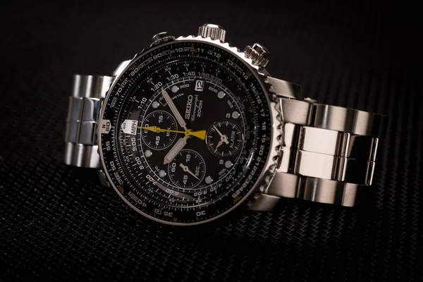 Hodinky Seiko Chronograph Zavření Záběru — Stock fotografie