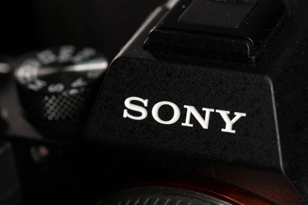 Bologna Italien Februar 2019 Sony Logo Auf A7Iii Spiegellose Kamera — Stockfoto