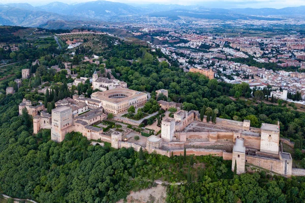 Alhambra Panoramatické Vzdušné Zobrazení Slunci Granadě Andalucia Španělsko — Stock fotografie