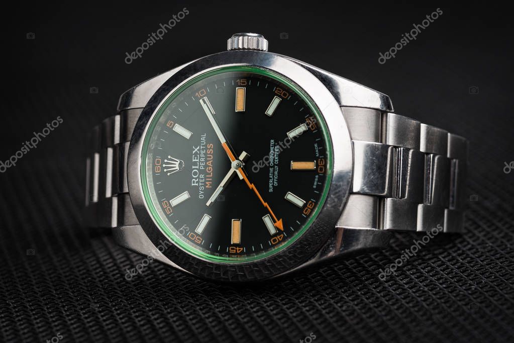 Rolex Oyster Perpetual Milgauss watch, close up shot