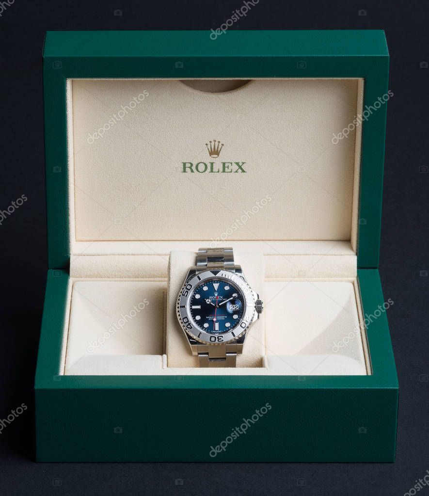 Rolex Oyster Perpetual Date Yacht Master watch inside open box